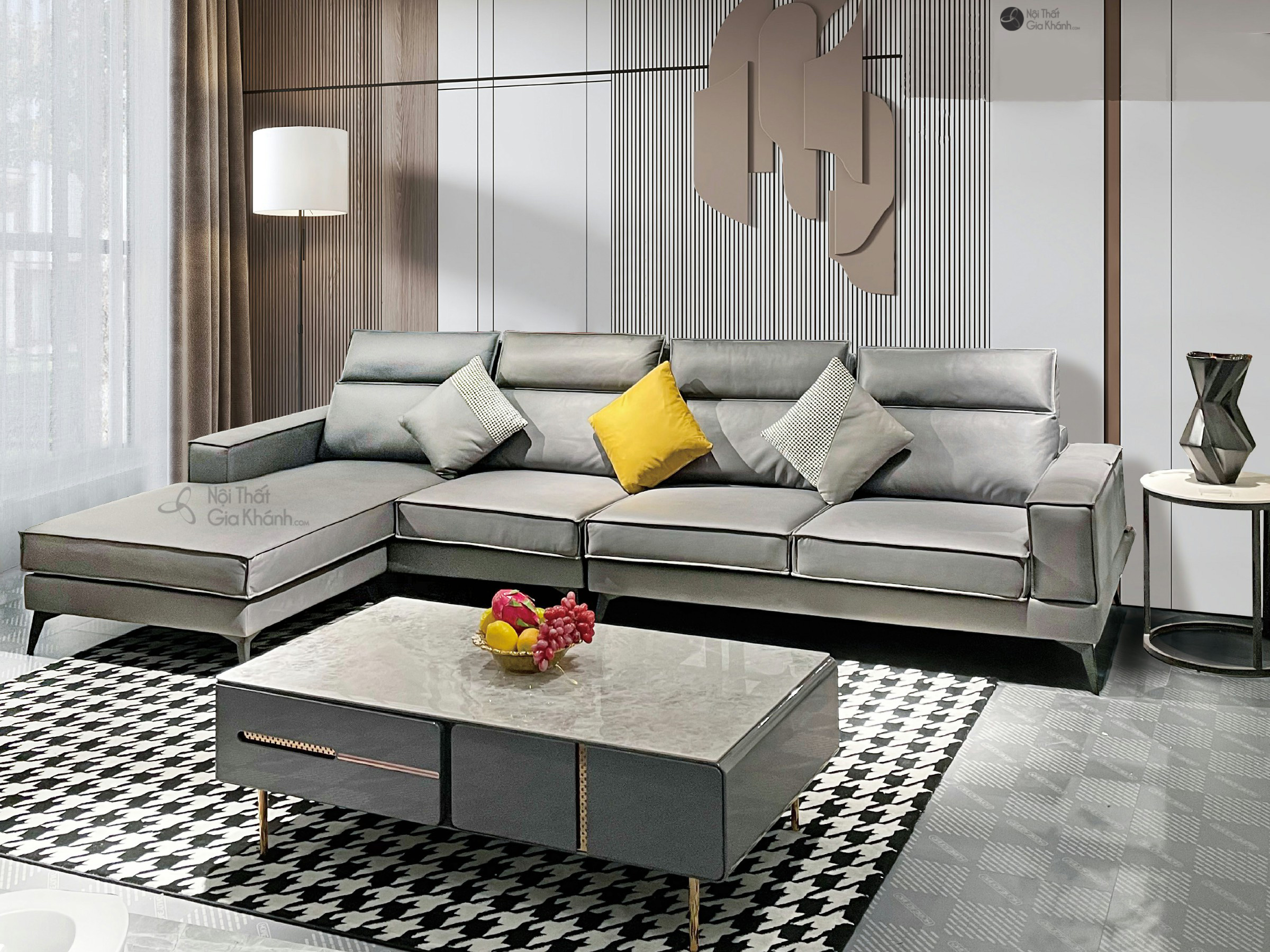 Bộ Sofa Vải Nhập Khâu 3 Băng Lệch Góc SF301